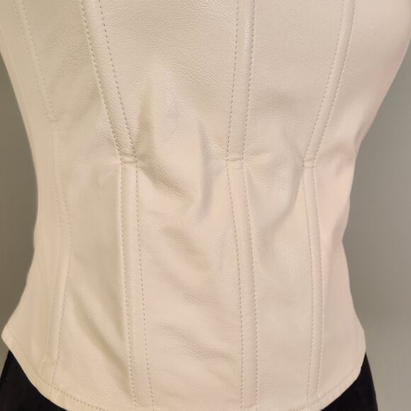 MIAOU Creme Strapless Paloma Elsesser Leia Faux Leather Corset, Size Small - Picture 7 of 11